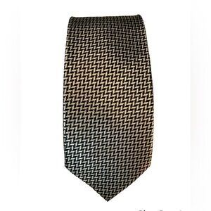 𝅺PEACOCK Brand Silk Tie Gold With Navy Blue